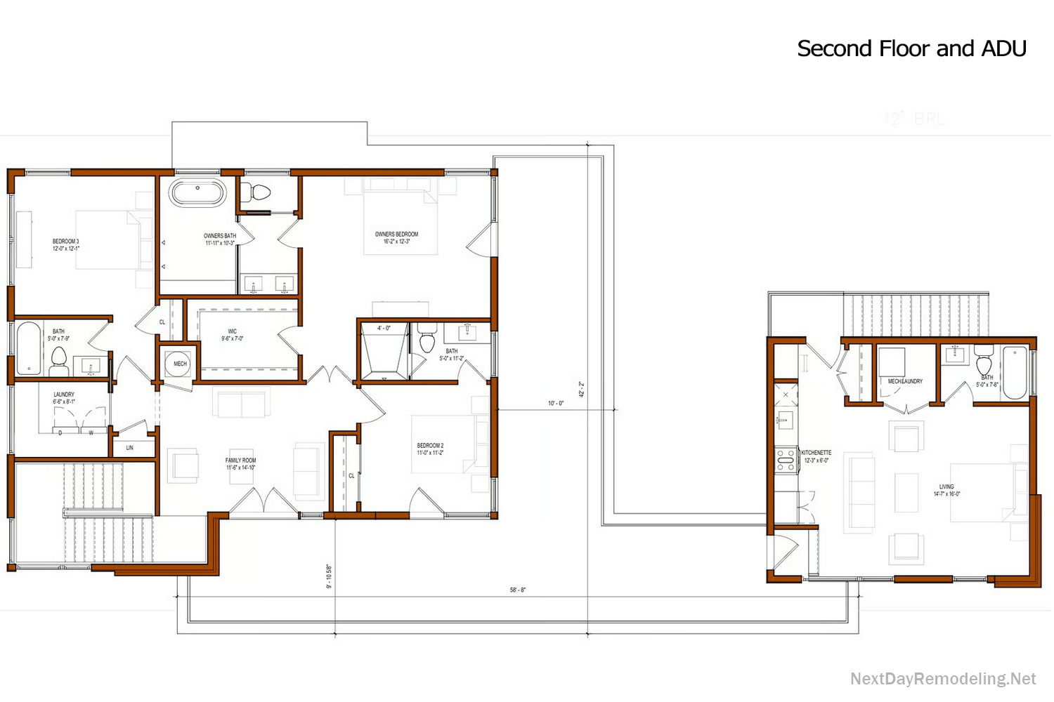 Home building second floor and ADU plan. Falls Church VA Cofer Rd