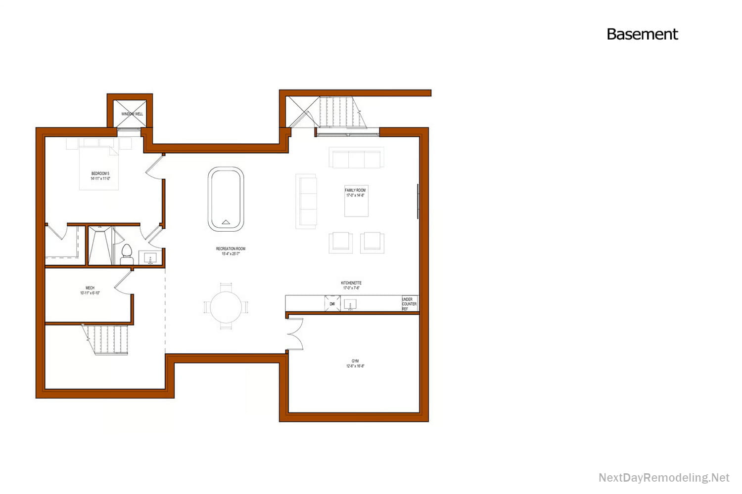 Home building basement plan. Falls Church VA Cofer Rd