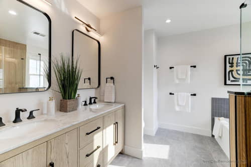 Master bathroom remodel featuring heated flooring in Rosemont Alexandria VA