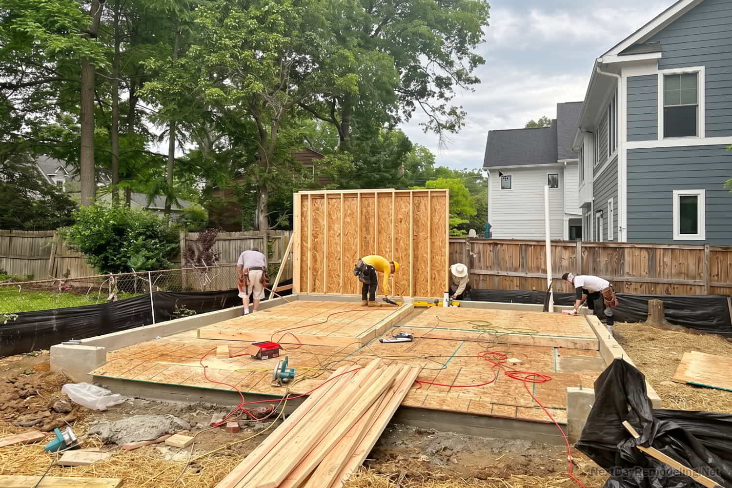 Foundation for new garage with ADU - before