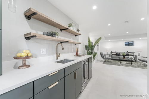 Custom basement wet bar and entertainment kitchenette in Rosemont Alexandria VA